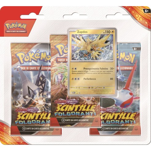 Pokemon - Blister 3 Bustine + 1 Card - Scintille Folgoranti - Quagsire o Zapdos - ITA