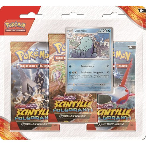 Pokemon - Blister 3 Bustine + 1 Card - Scintille Folgoranti - Quagsire o Zapdos - ITA
